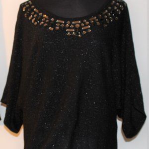 JM Collction Black sweater, embellishments, Size M